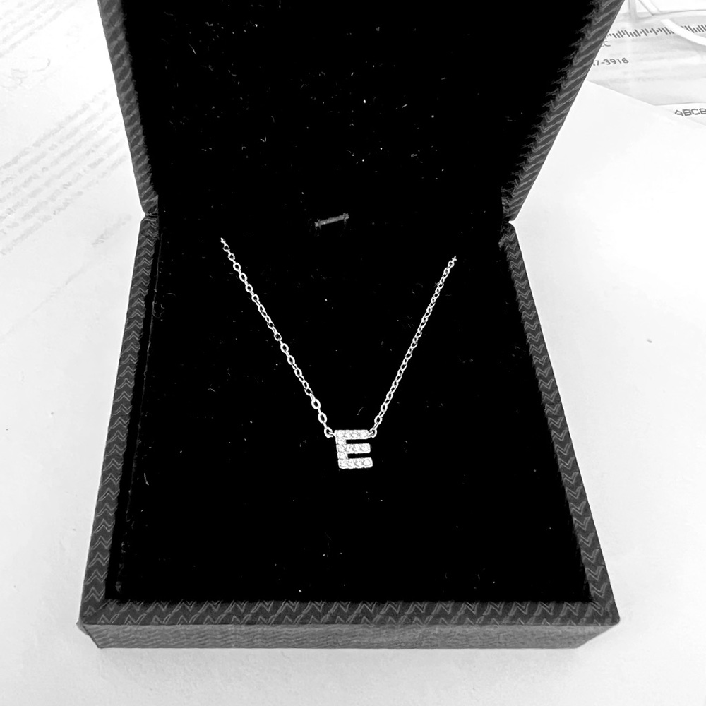 NADRI Initial “E” Necklace Silver